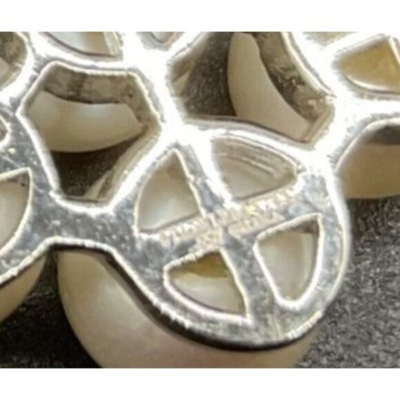 Hanging Earrings Faux Pearls Flower Cluster on Hypoallergenic Stainless Steel .7 - Picture 3 of 4